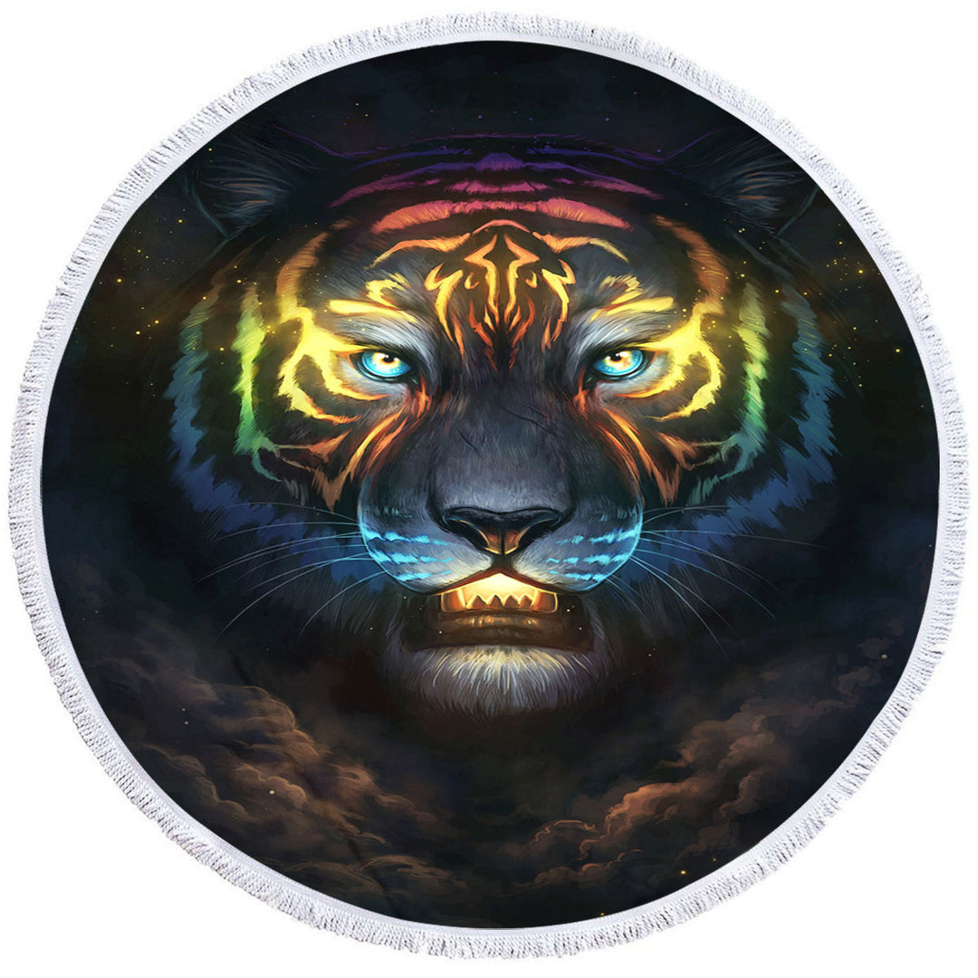 Color Soul Night Sky Colorful Tiger Circle Beach Towel