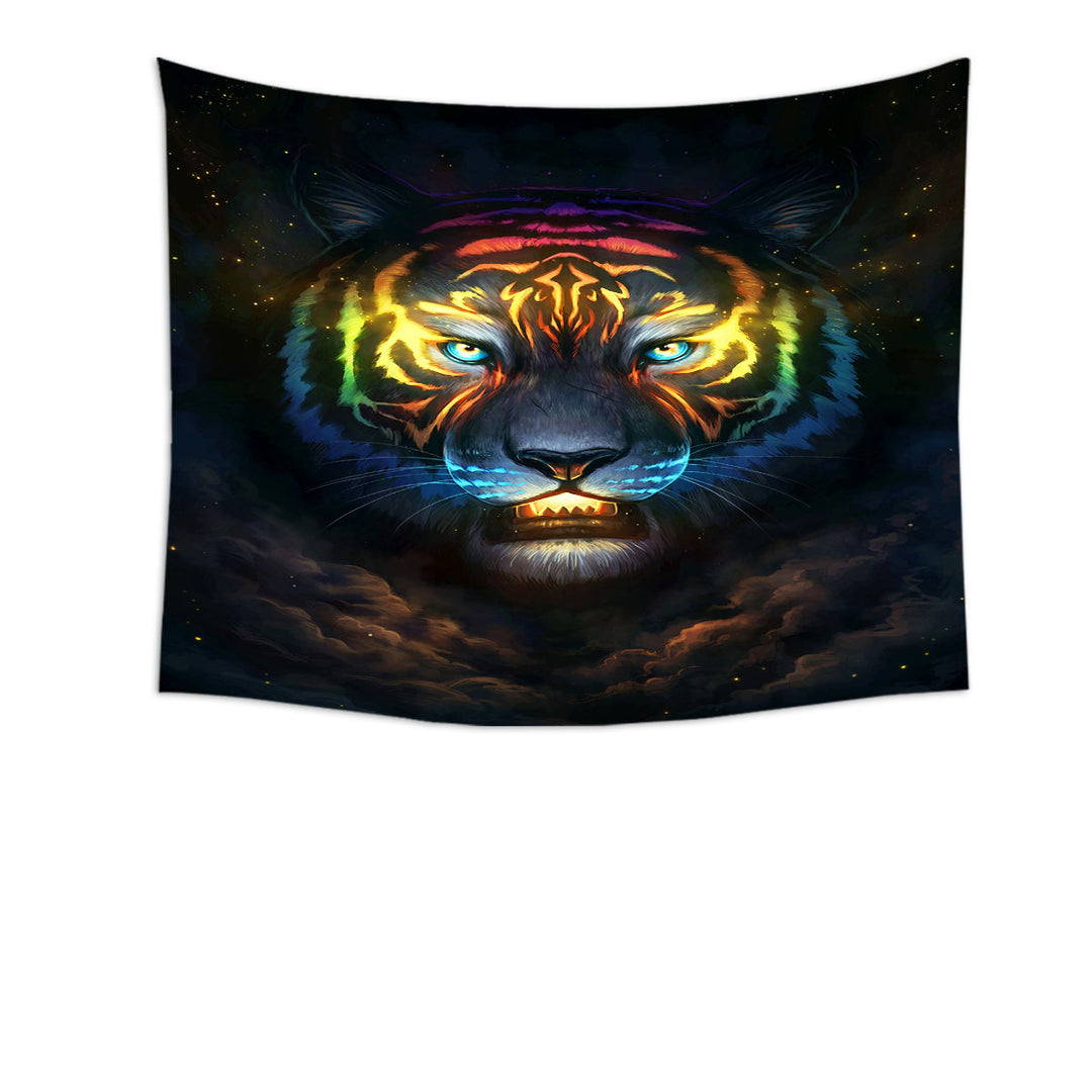 Color Soul Night Sky Colorful Tiger Tapestry