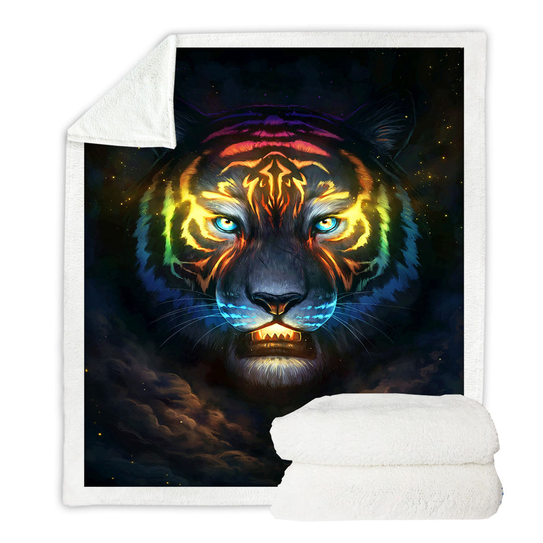 Color Soul Night Sky Colorful Tiger Throws