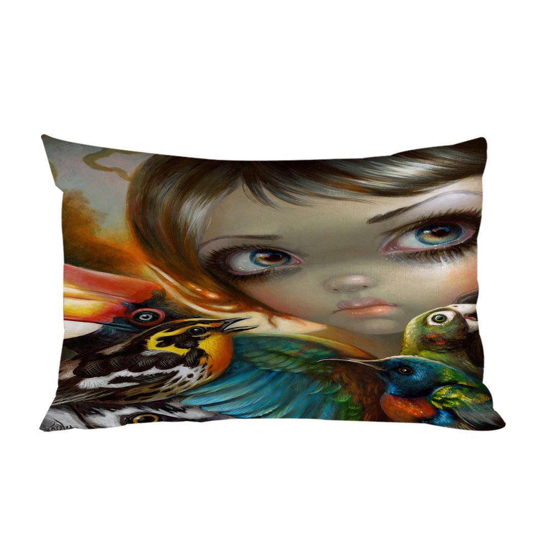 Colorful Art Birdsong Beautiful Maiden and Birds Bed Covers