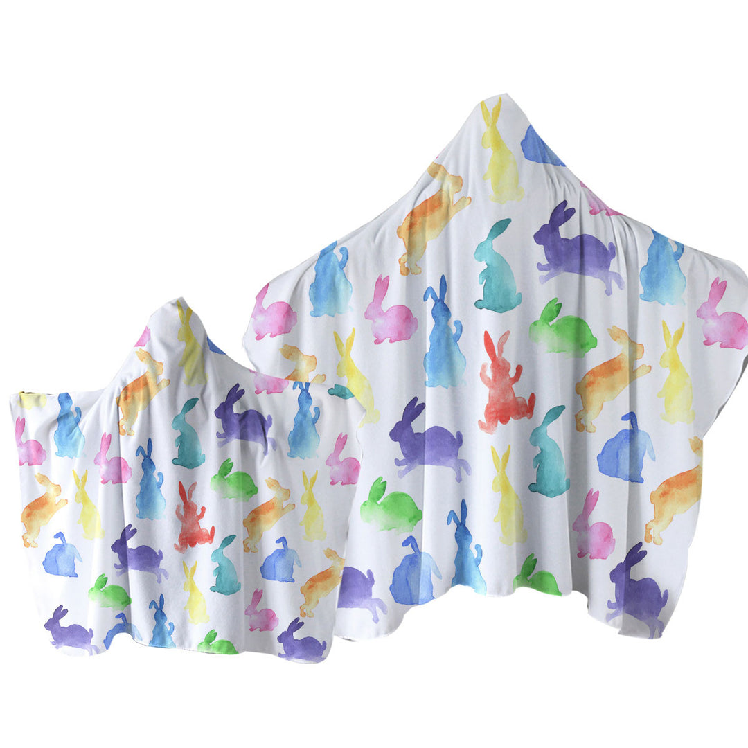 Colorful Bunnies for Kids Towel Hoodie