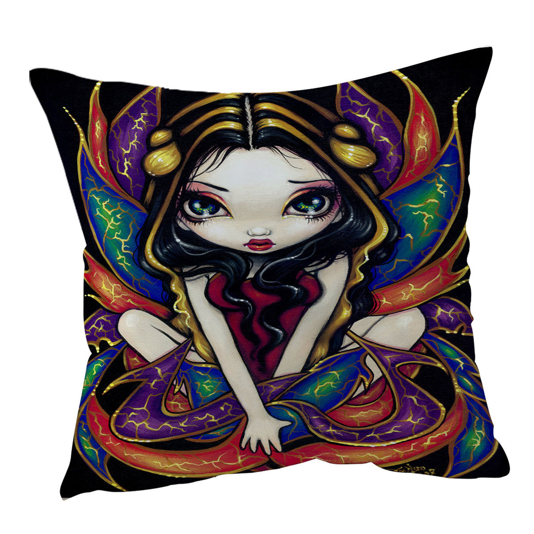 Colorful Cushion Covers Magnificent Wings Big Eyed Fairy