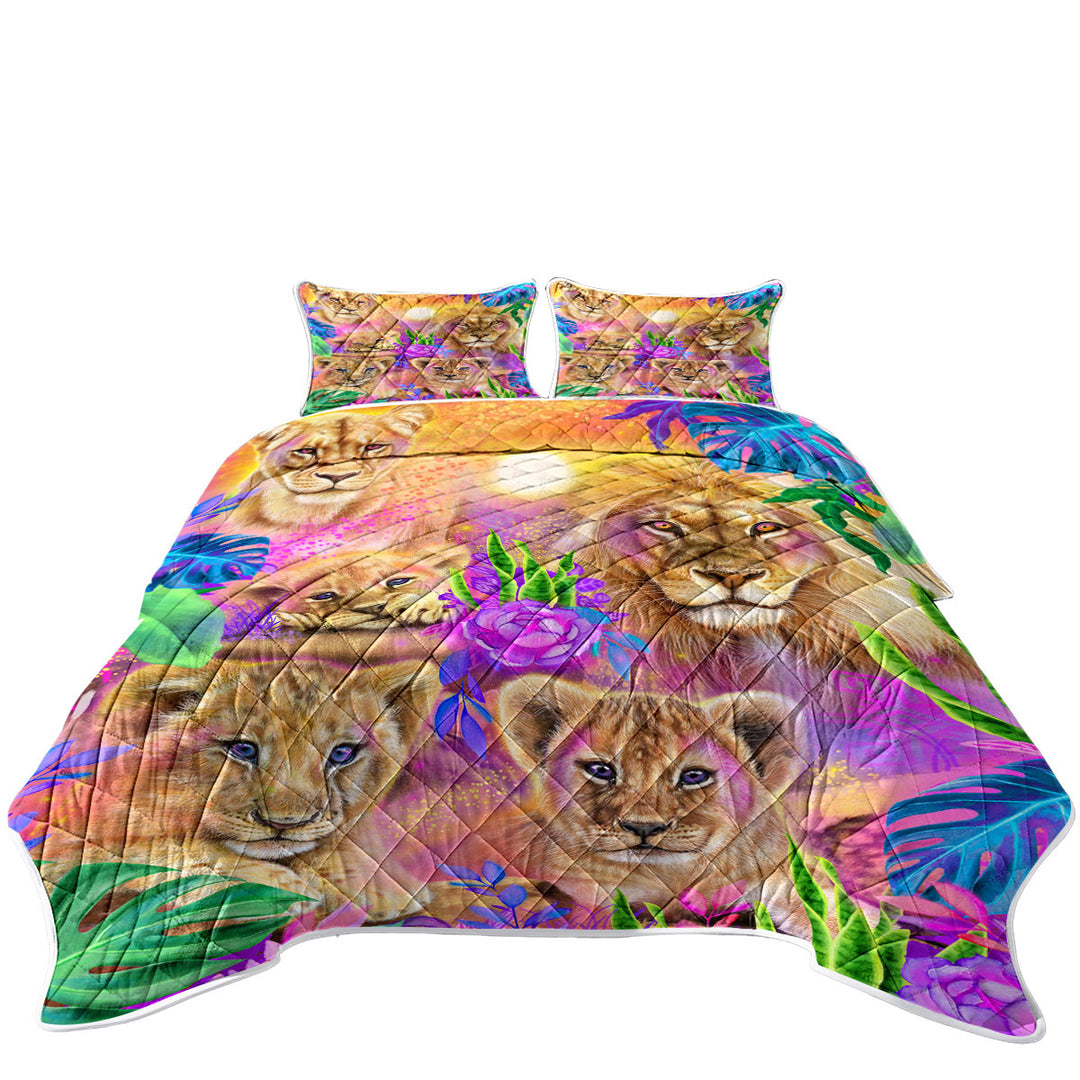 Colorful Daydream Lions Quilts