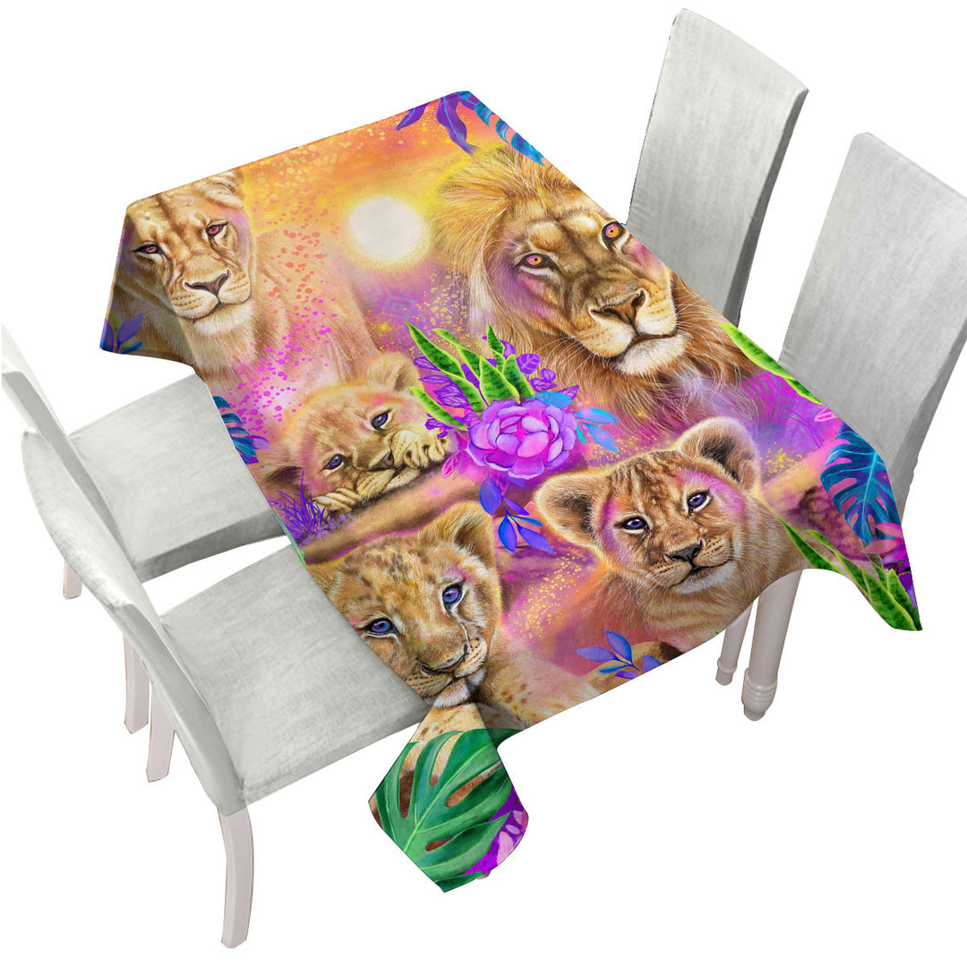 Colorful Daydream Lions Tablecloths