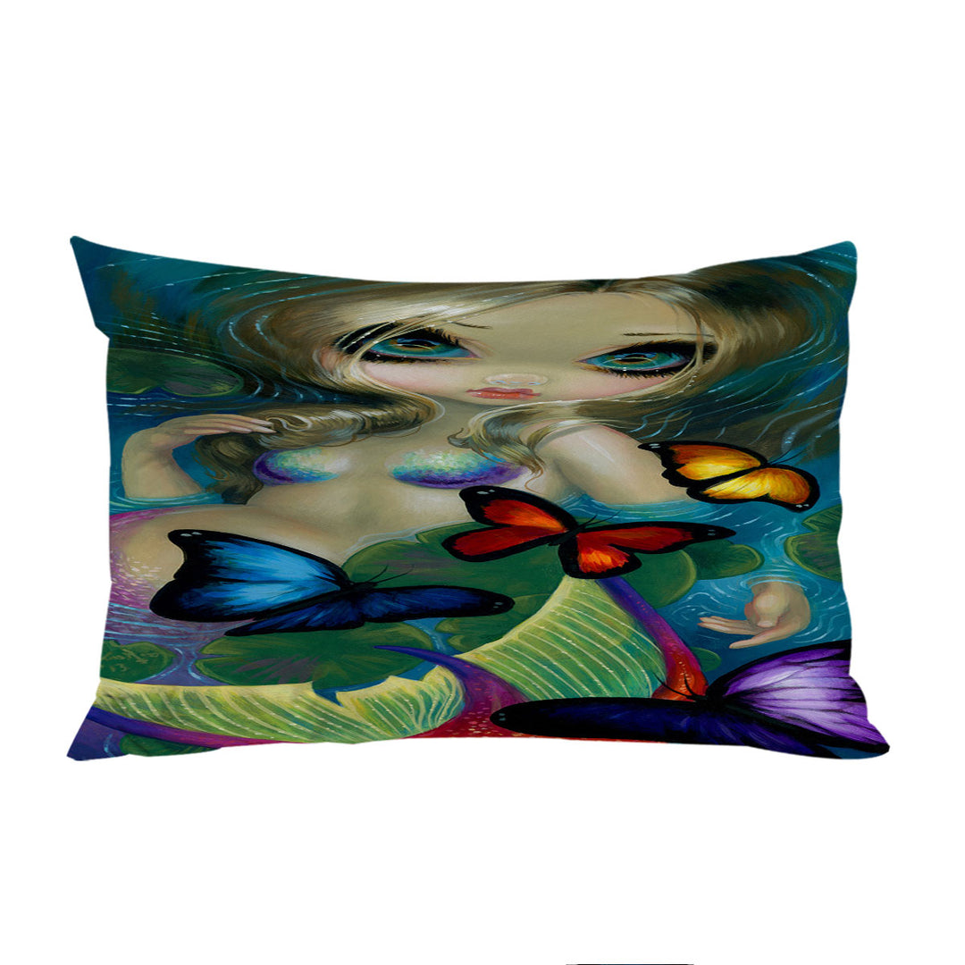 Colorful Fantasy Mermaid with Butterflies King Pillow Cases