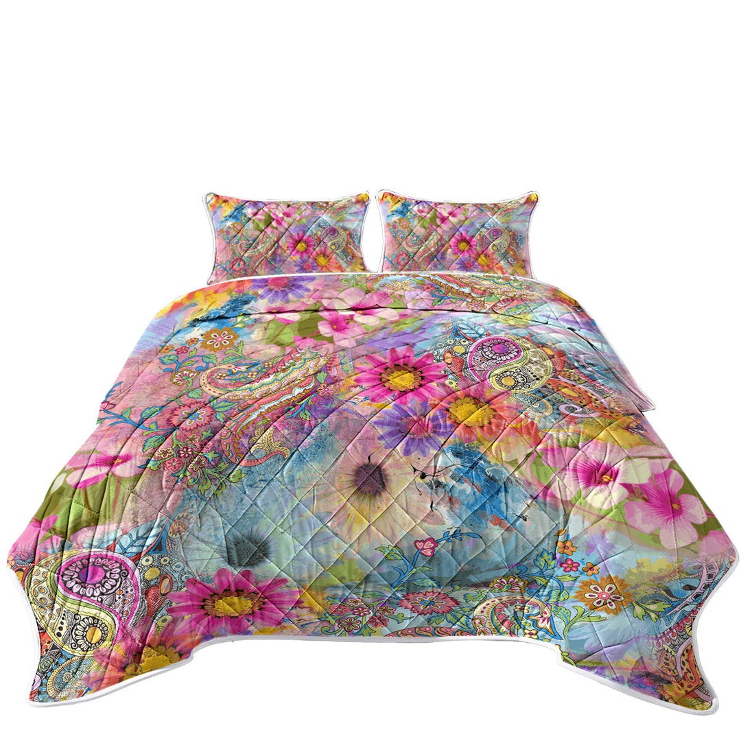 Colorful Floral Riot Coverlets