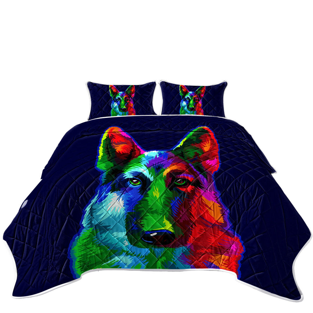 Colorful German shepherd Coverlet