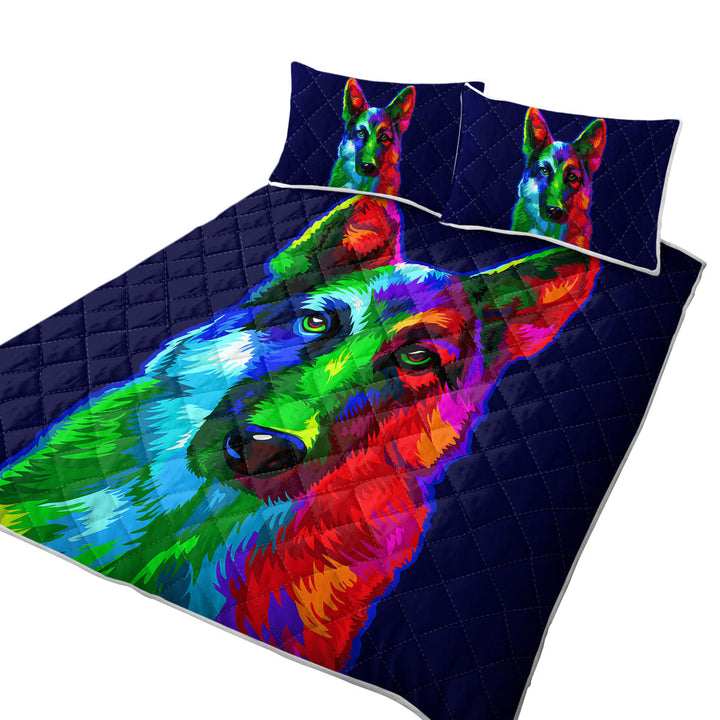 Colorful German shepherd Quilts