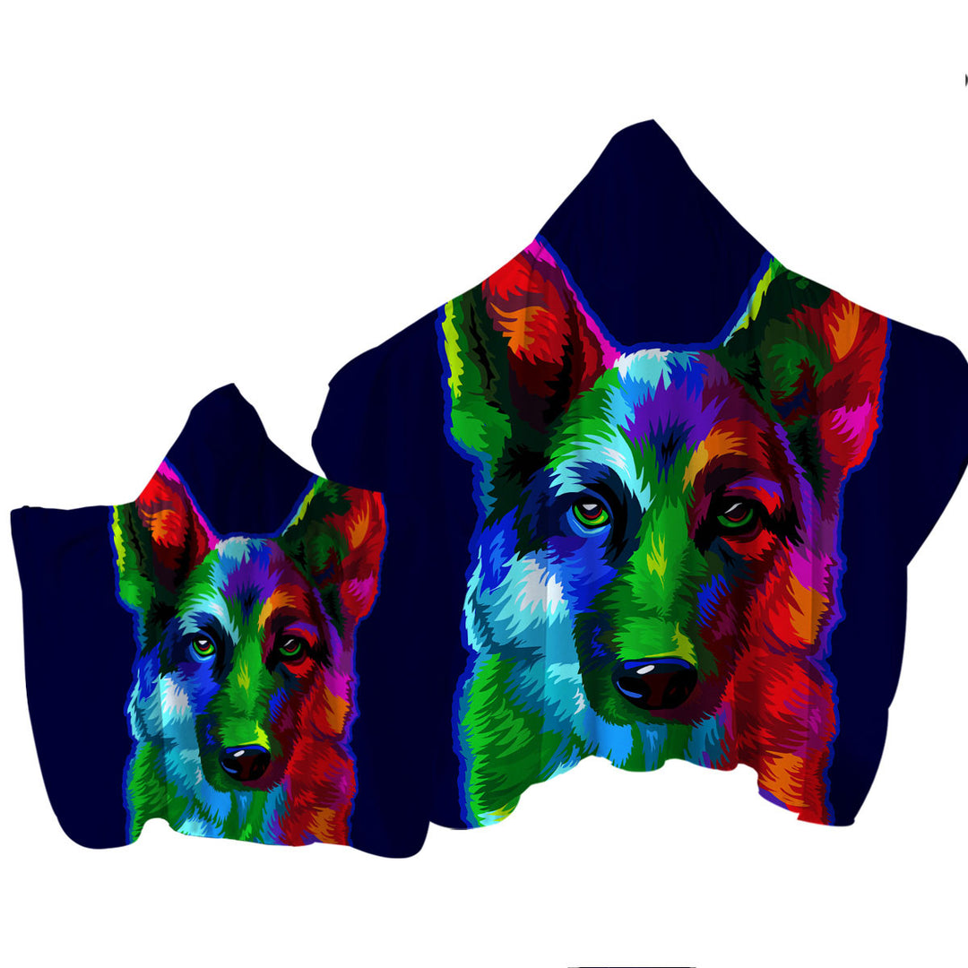 Colorful German shepherd Towel with Hood