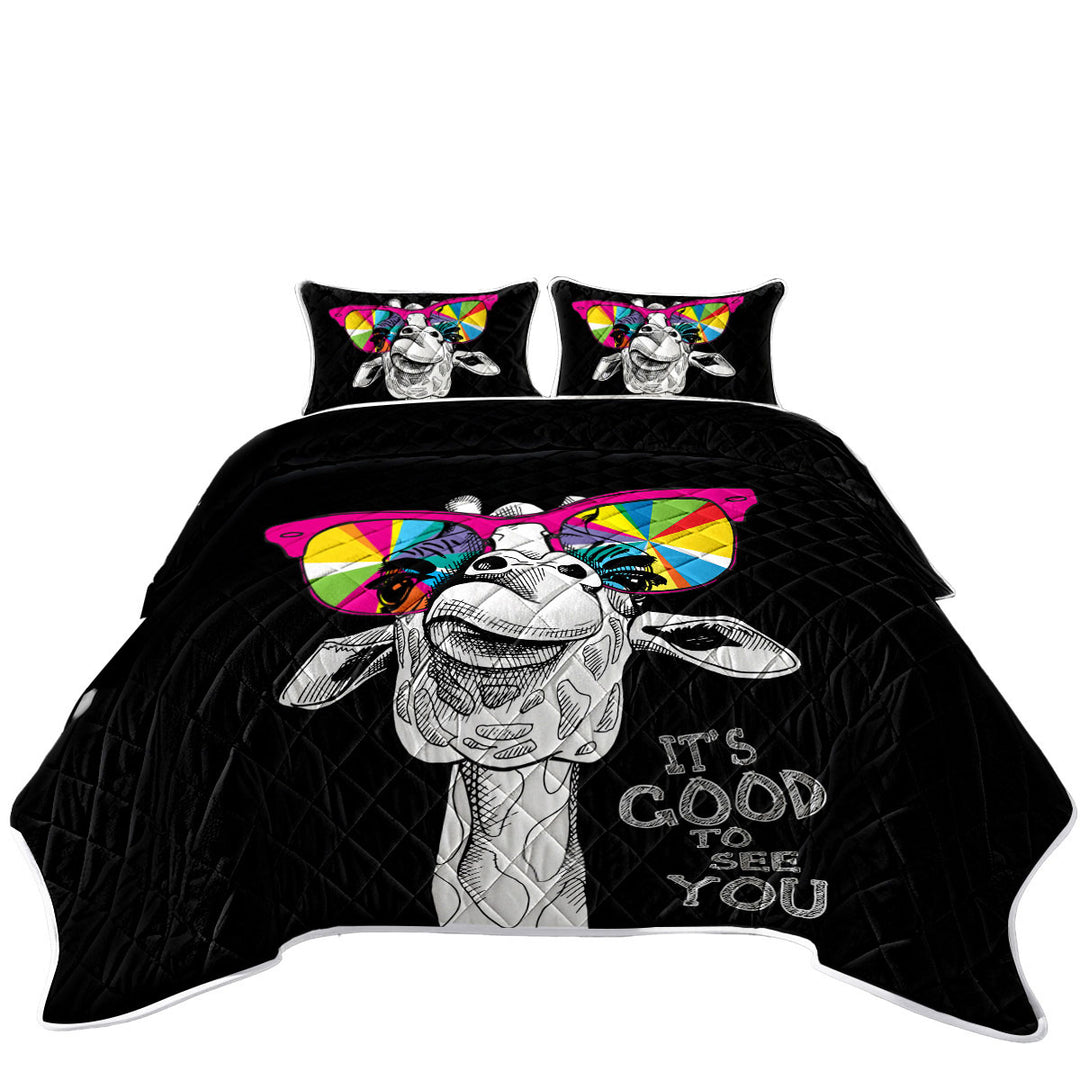 Colorful Glasses Giraffe Quilt