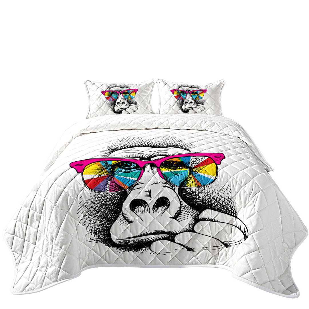 Colorful Glasses Gorilla Quilts