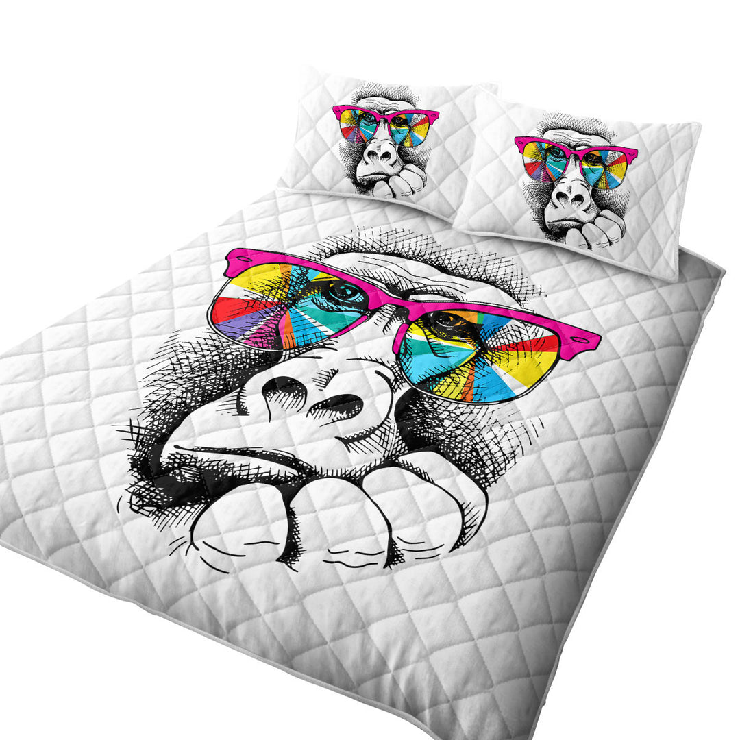 Colorful Glasses Gorilla Summer Quilt