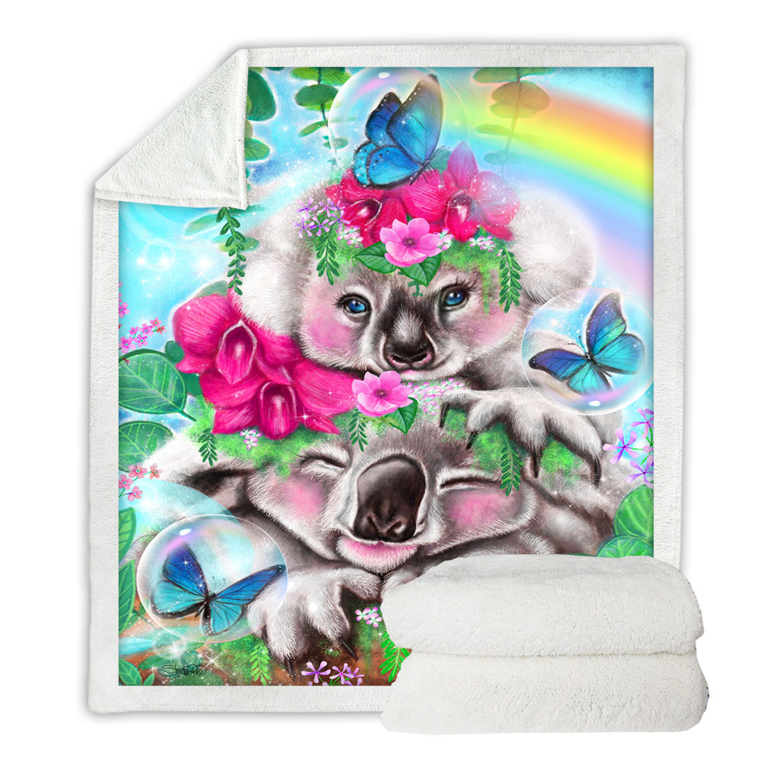 Colorful Kids Animal Best Buddies Koalas Fleece Blankets