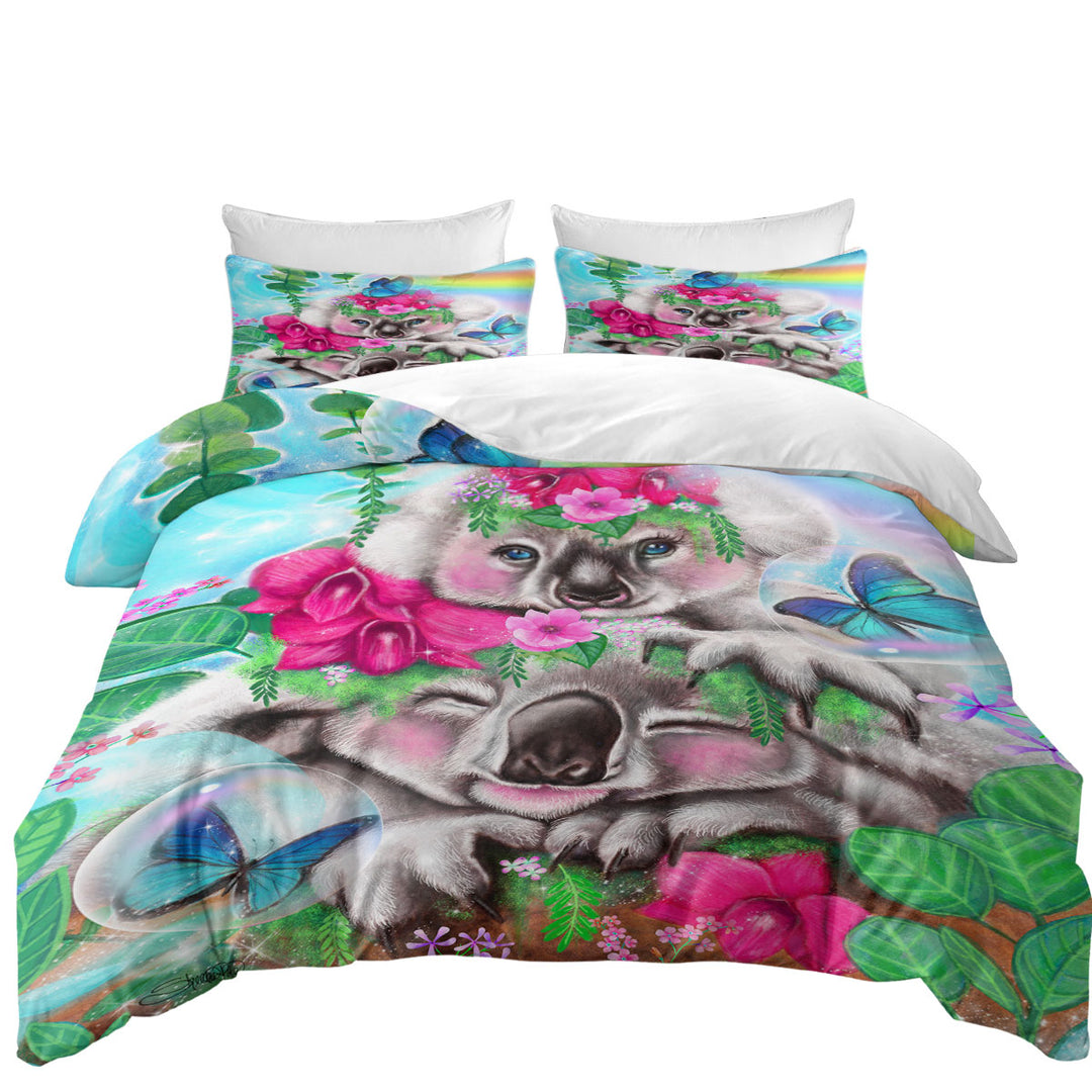 Colorful Kids Animal Best Buddies Koalas King Quilt Cover