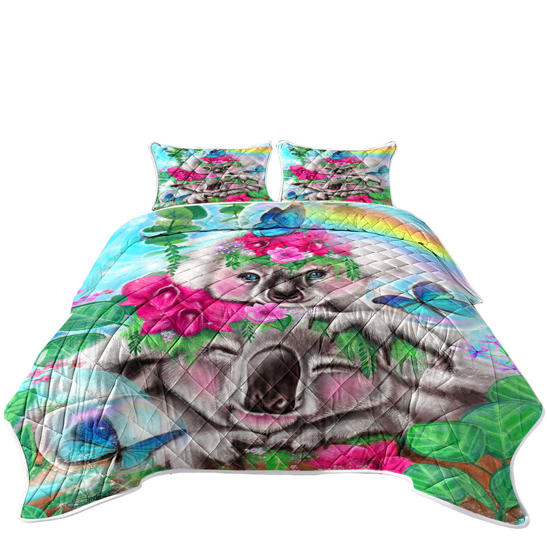 Colorful Kids Animal Best Buddies Koalas King Quilt