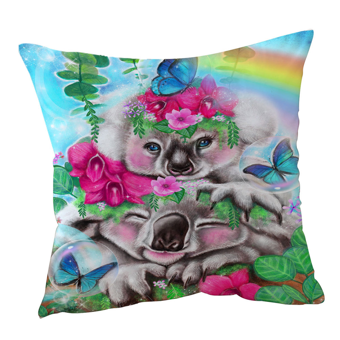 Colorful Kids Animal Best Buddies Koalas Throw Pillows