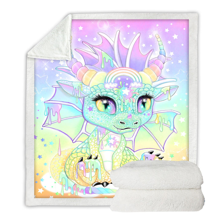 Colorful Kids Lightweight Blankets Sweet Pastel Lil Dragon