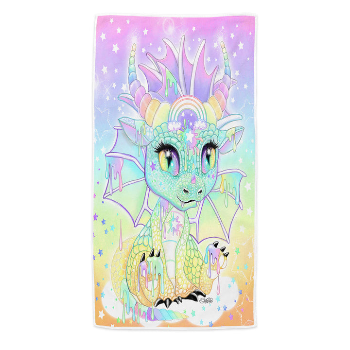 Colorful Kids Microfibre Beach Towels Sweet Pastel Lil Dragon