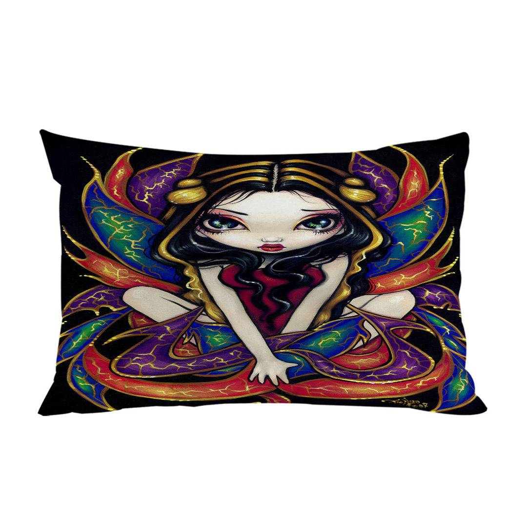 Colorful Magnificent Wings Big Eyed Fairy throw pillow case covers