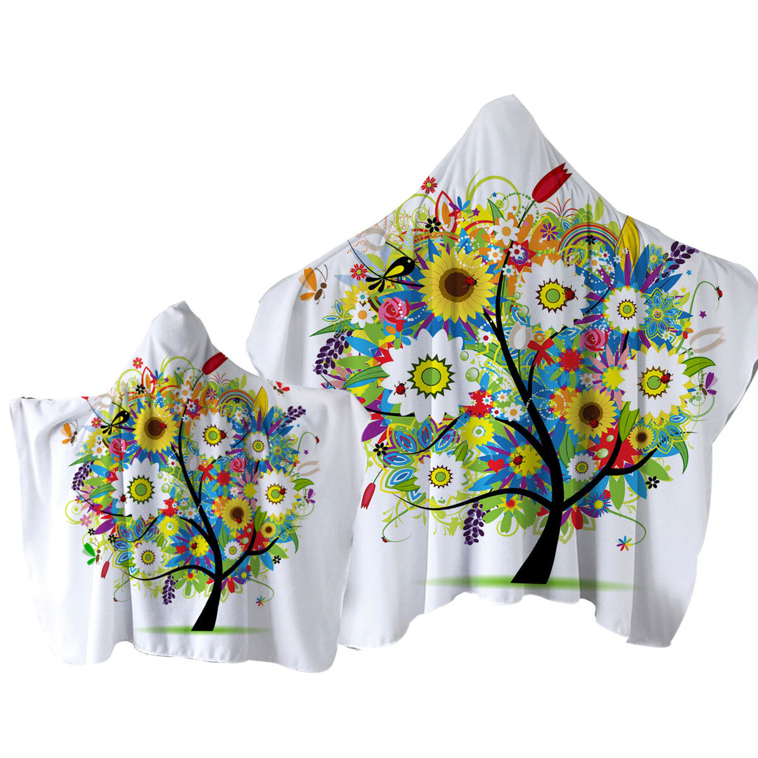 Colorful Messy Flowers Tree Towel Hoodie