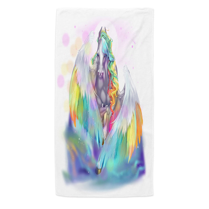 Colorful Microfibre Beach Towels Rainbows and Starlight Pegasus