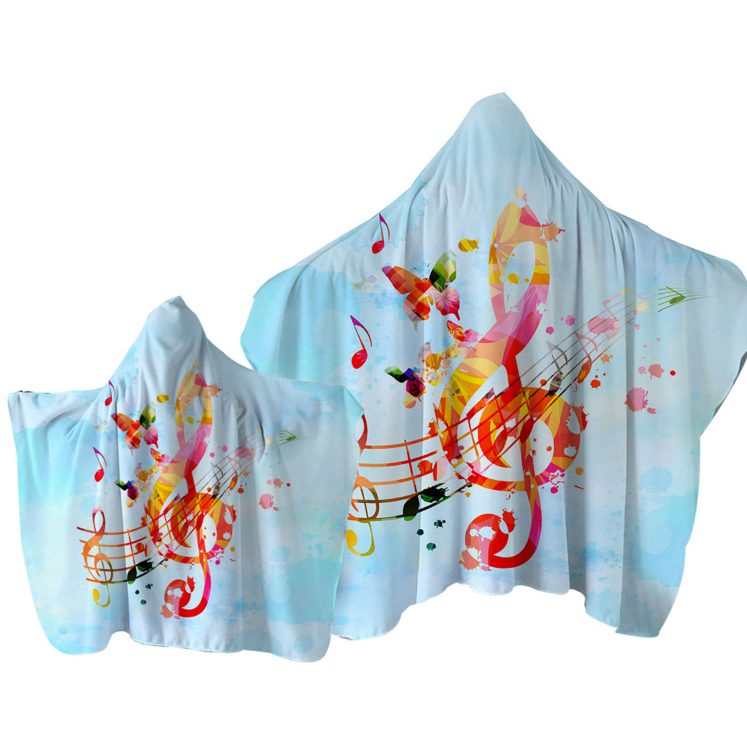 Colorful Music Note Over Sky Towel Hoodie