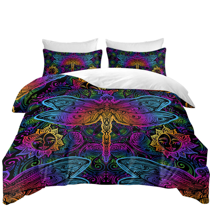 Colorful Oriental Dragonfly Twin Duvet Covers