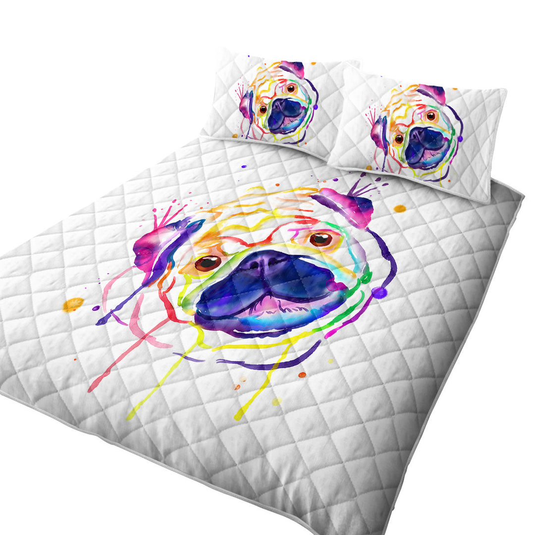 Colorful Painted Pug Coverlets