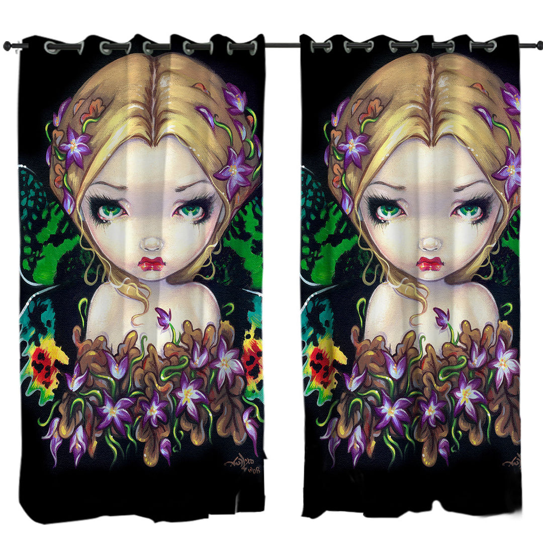 Colorful Painting Autumn Crocus Flower Fairy Curtain