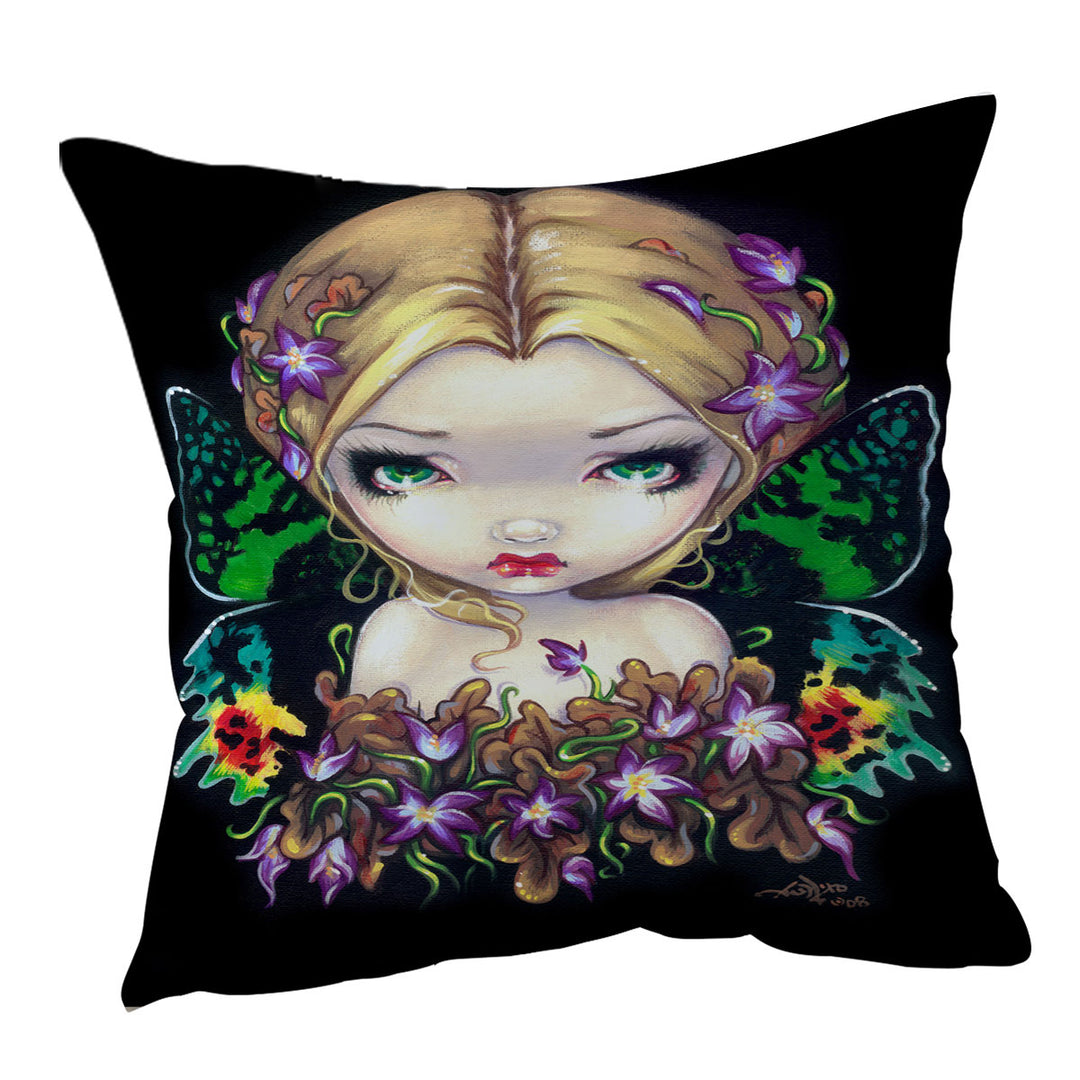 Colorful Painting Autumn Crocus Flower Fairy Throw Pillows