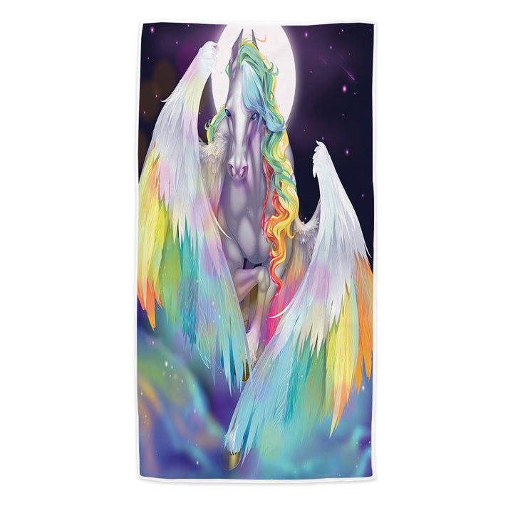 Colorful Rainbow Space Starlight Pegasus Pool Towels