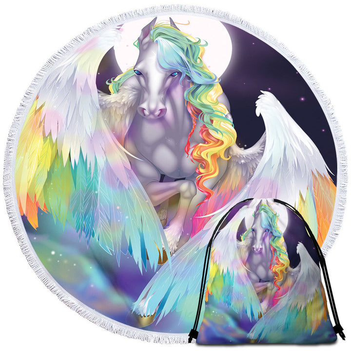 Colorful Rainbow Space Starlight Pegasus Unique Beach Towels