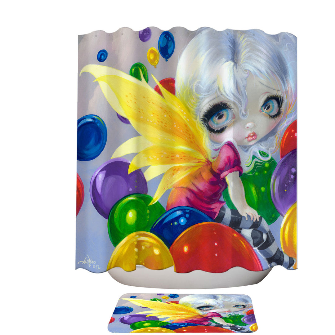 Colorful Shower Curtains Kids Fantasy Fairy Balloons