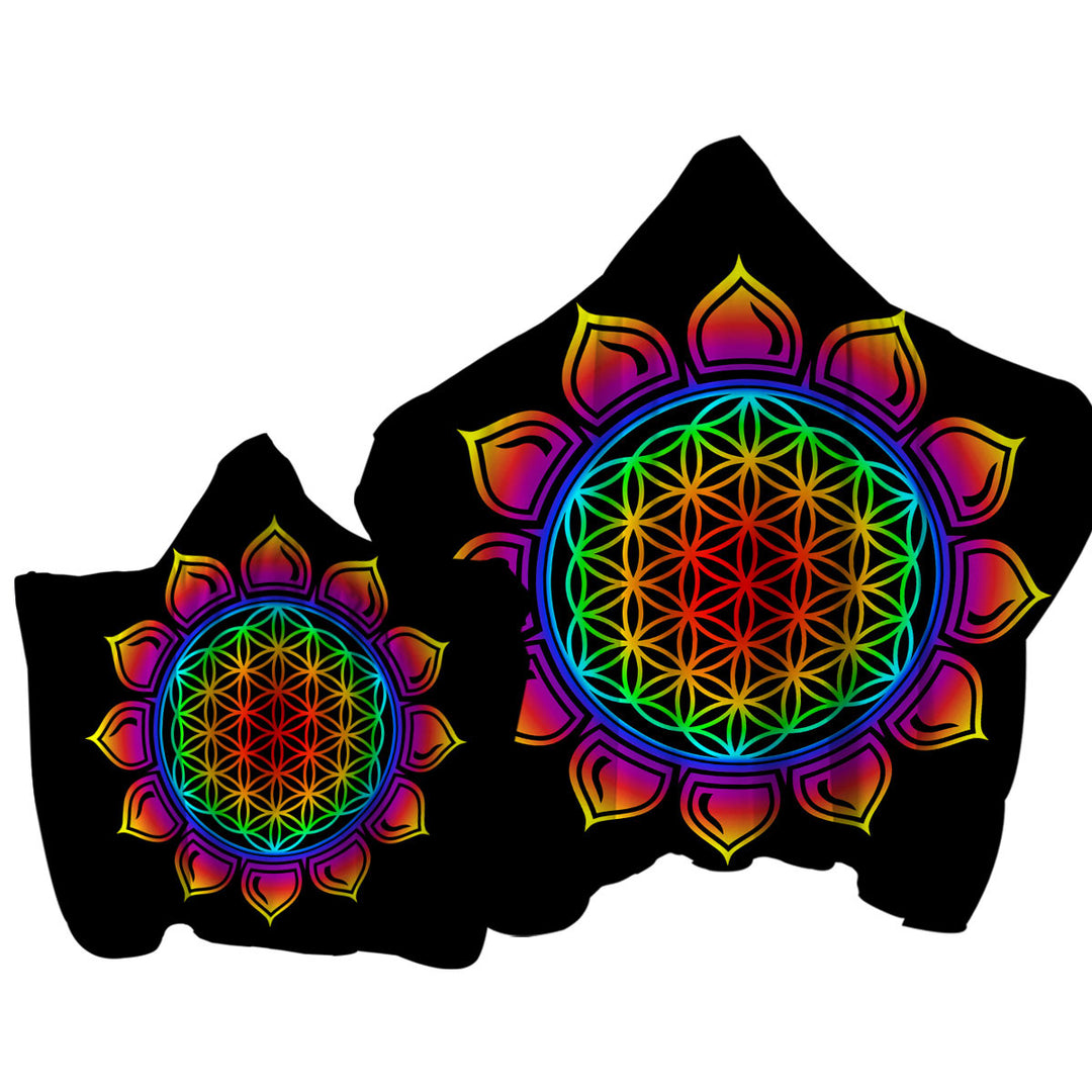 Colorful Simple Mandala Sun Hooded Beach Towel