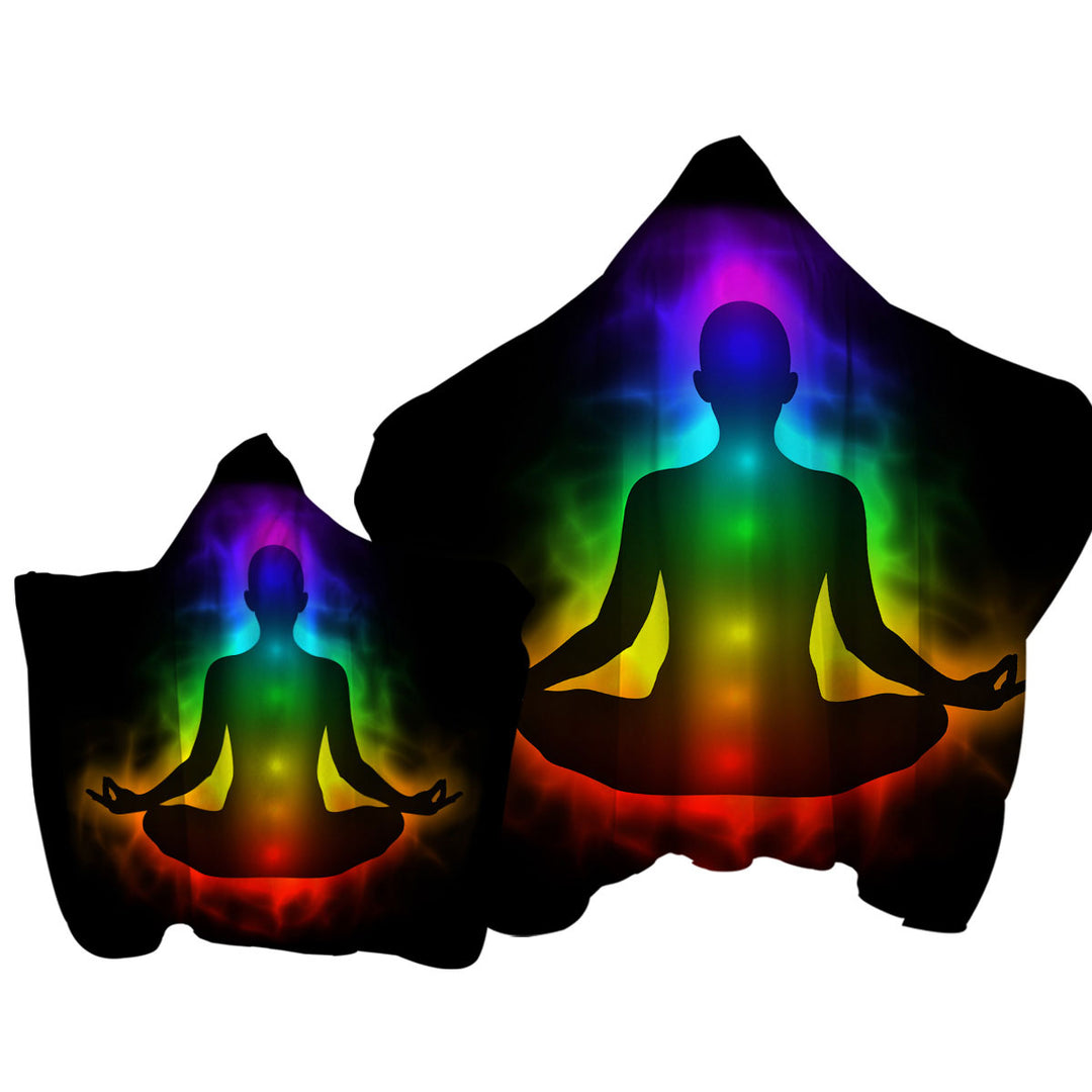 Colorful Spiritual Aura Buddha Hooded Beach Towel