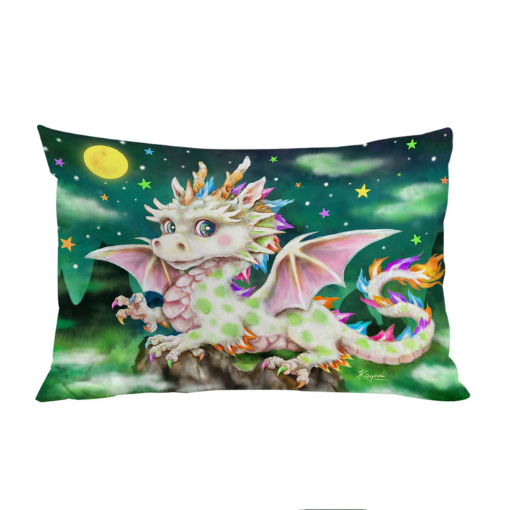 Colorful Stars Moon and Magical Dragon Pillowcase