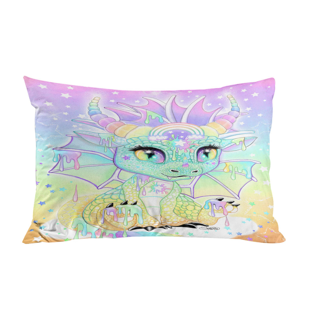 Colorful Sweet Pastel Lil Dragon Bed Coverq