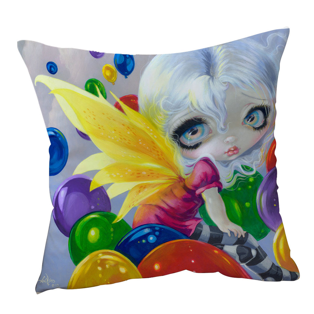 Colorful Throw Cushions Kids Fantasy Fairy Balloons