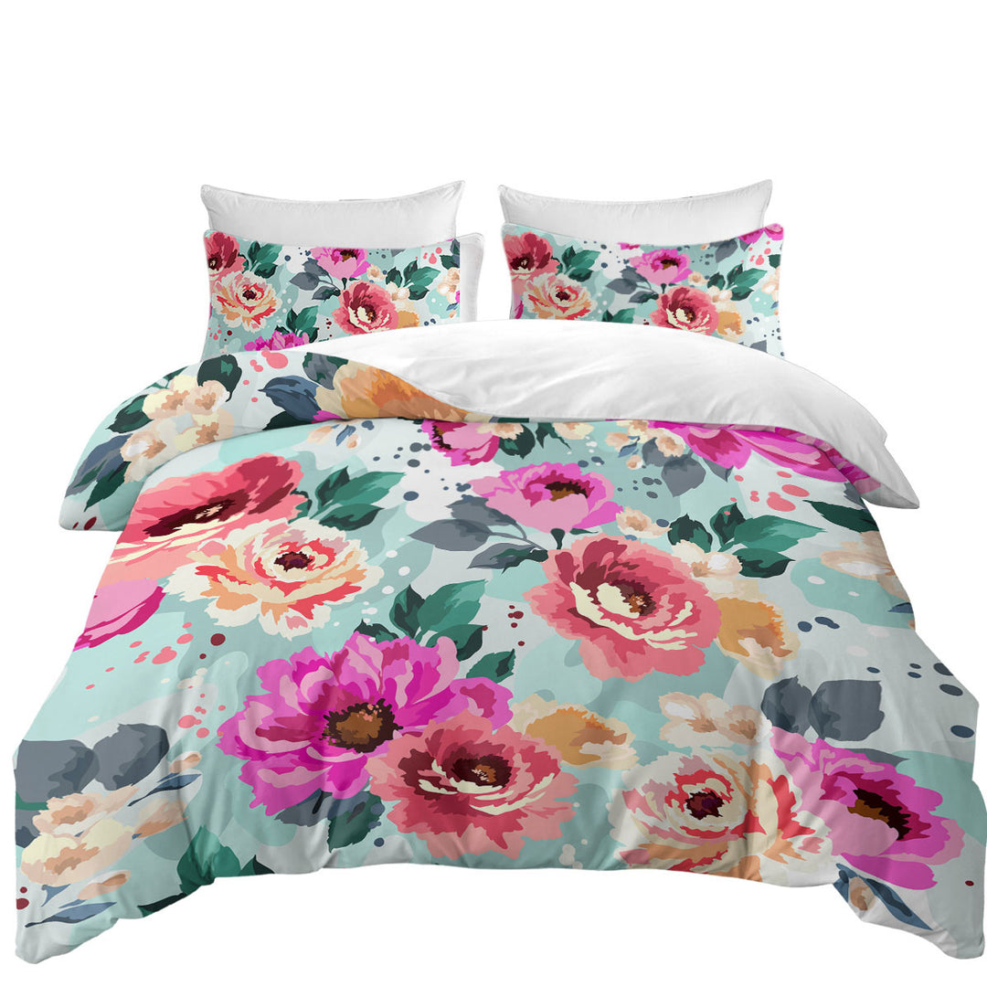 Colorful Vivid Flowers Duvet Cover