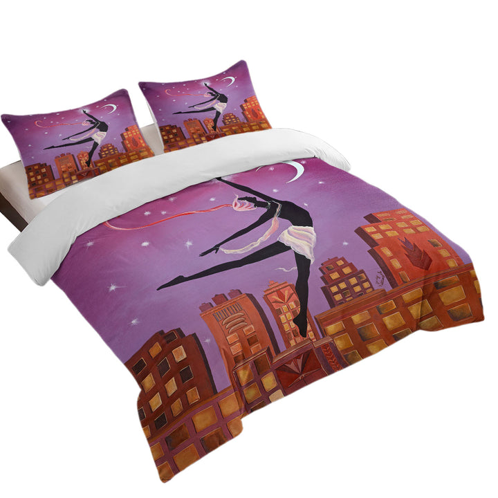 Comforter Cover with Art Deco Arabesque Night City Dancing Painting