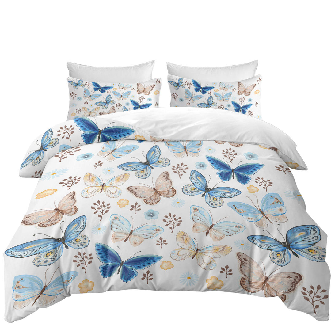 Comforter Cover with Blue Hues Butterflies