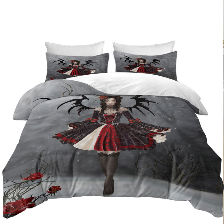 Comforter Cover with Fantasy Art Roses and Gothic Princess