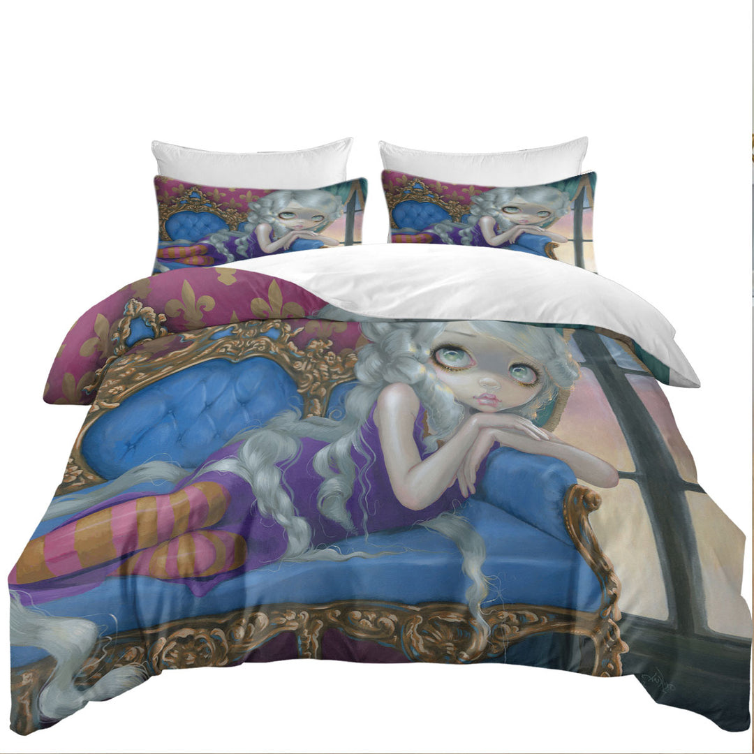 Comforter Cover with Fine Rococo Style Art Rapunzel at Twilight