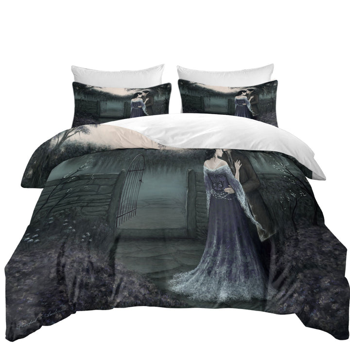 Comforter Cover with Gothic Fantasy Art Dark Garden of Two Elf Lovers