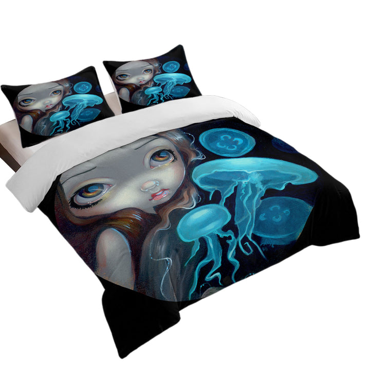 Comforter Cover with Jellyfish Portal Underwater Fantasy Mermaid