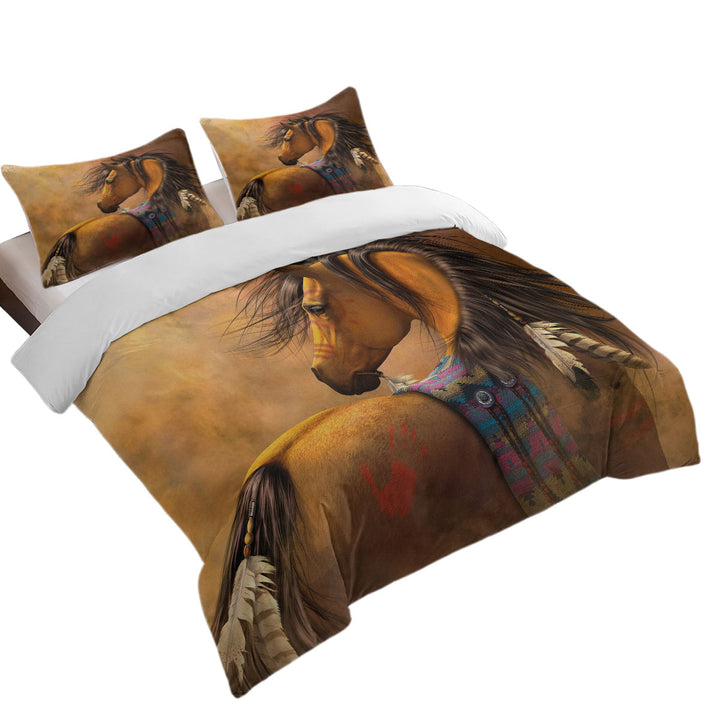 Comforter Cover with Kiowa Gold Native American Horse