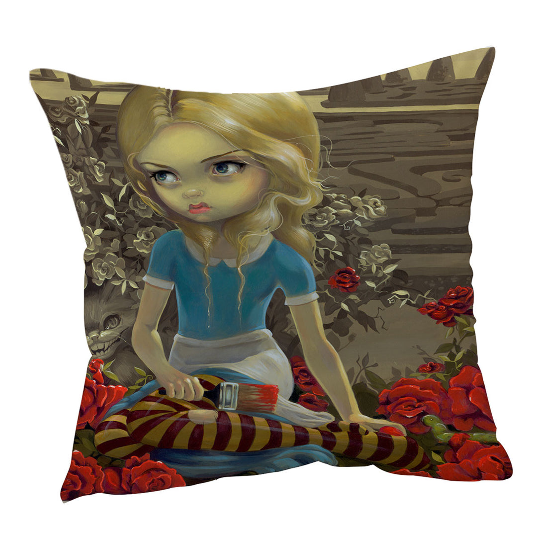 Cool Alice Cushion Covers Art Painting the Roses Red