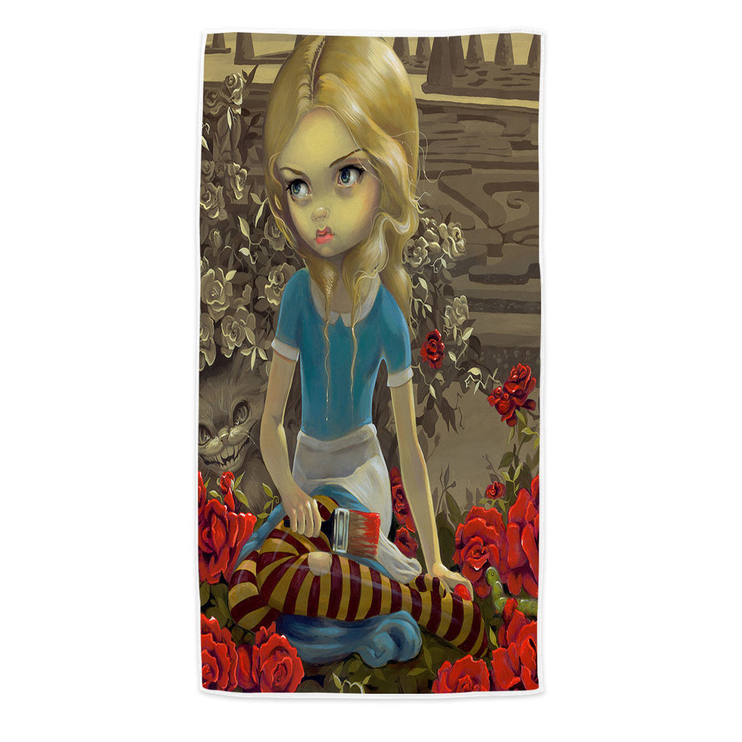 Cool Alice Pool Towels Art Painting the Roses Red