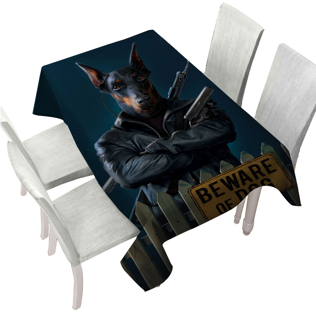 Cool Animal Art Beware of Dog Custom table cloth