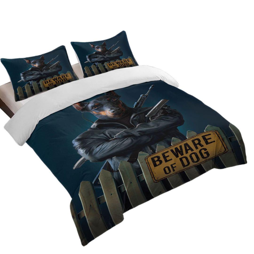 Cool Animal Art Beware of Dog Twin Duvet Covers